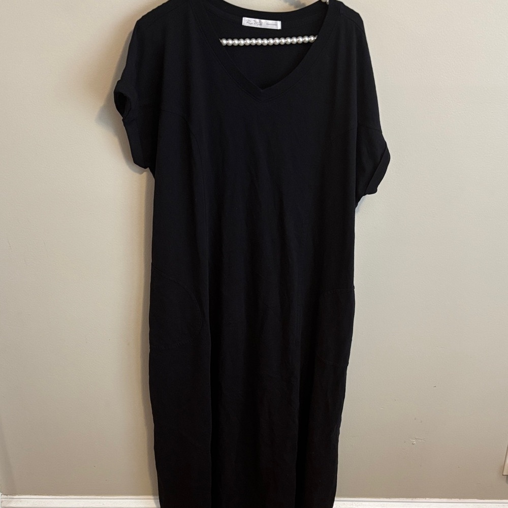 Rae mode 2xl Black V-Neck Short Sleeve Maxi Dress